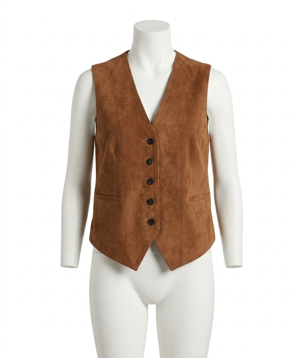 NEW MOLLY BRACKEN v-neck suede vest in brown